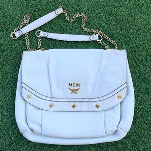 MCM white chain leather bag